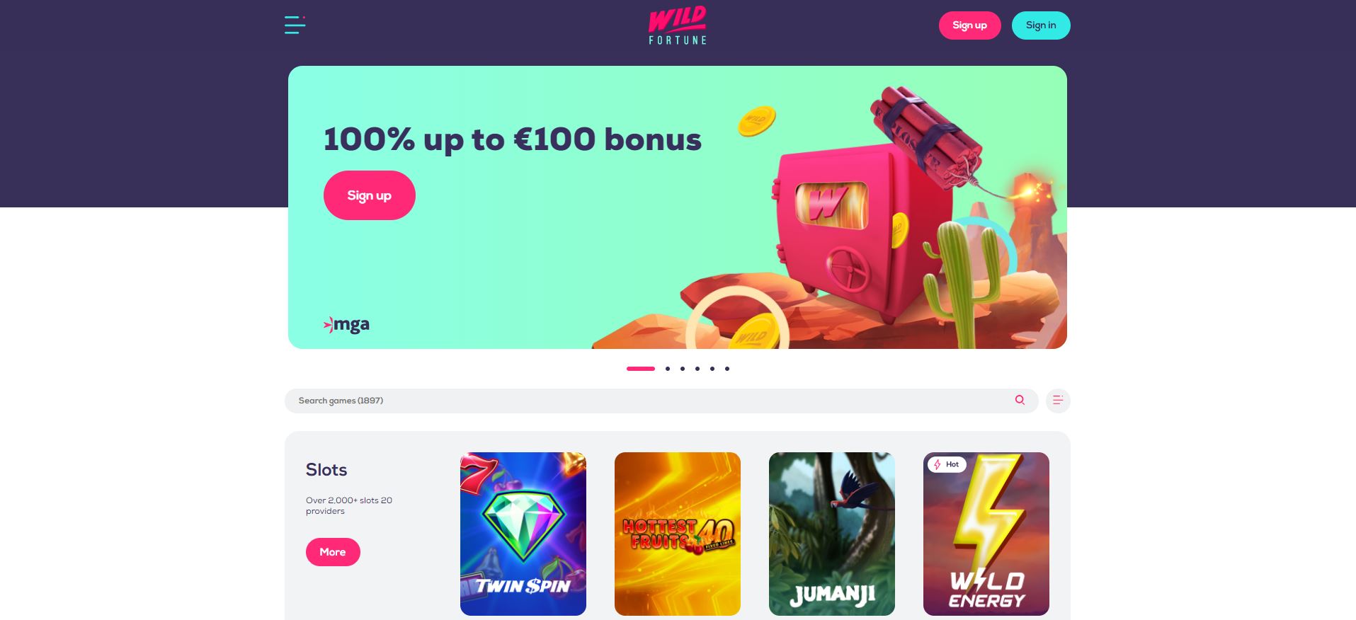 Wild Fortune Casino Homepage